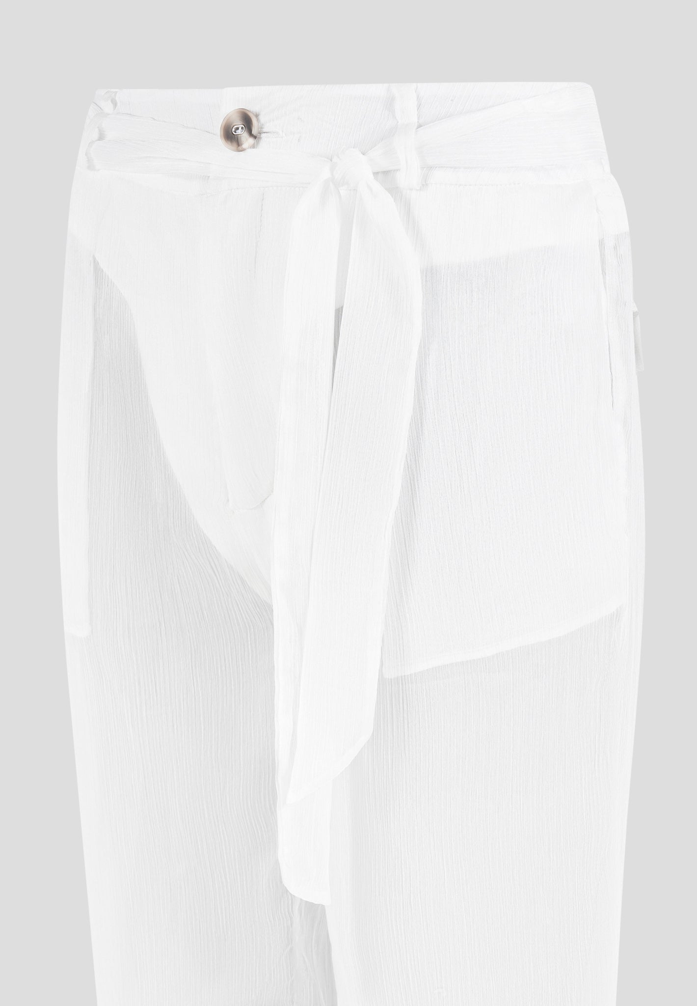 Sheer Belted Trousers - White