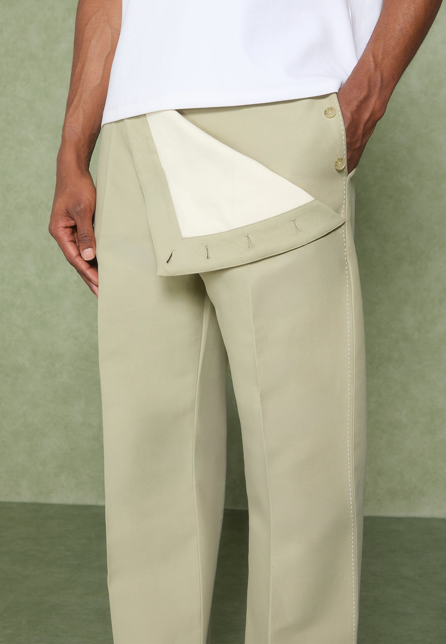 Foldover Trousers - Sage