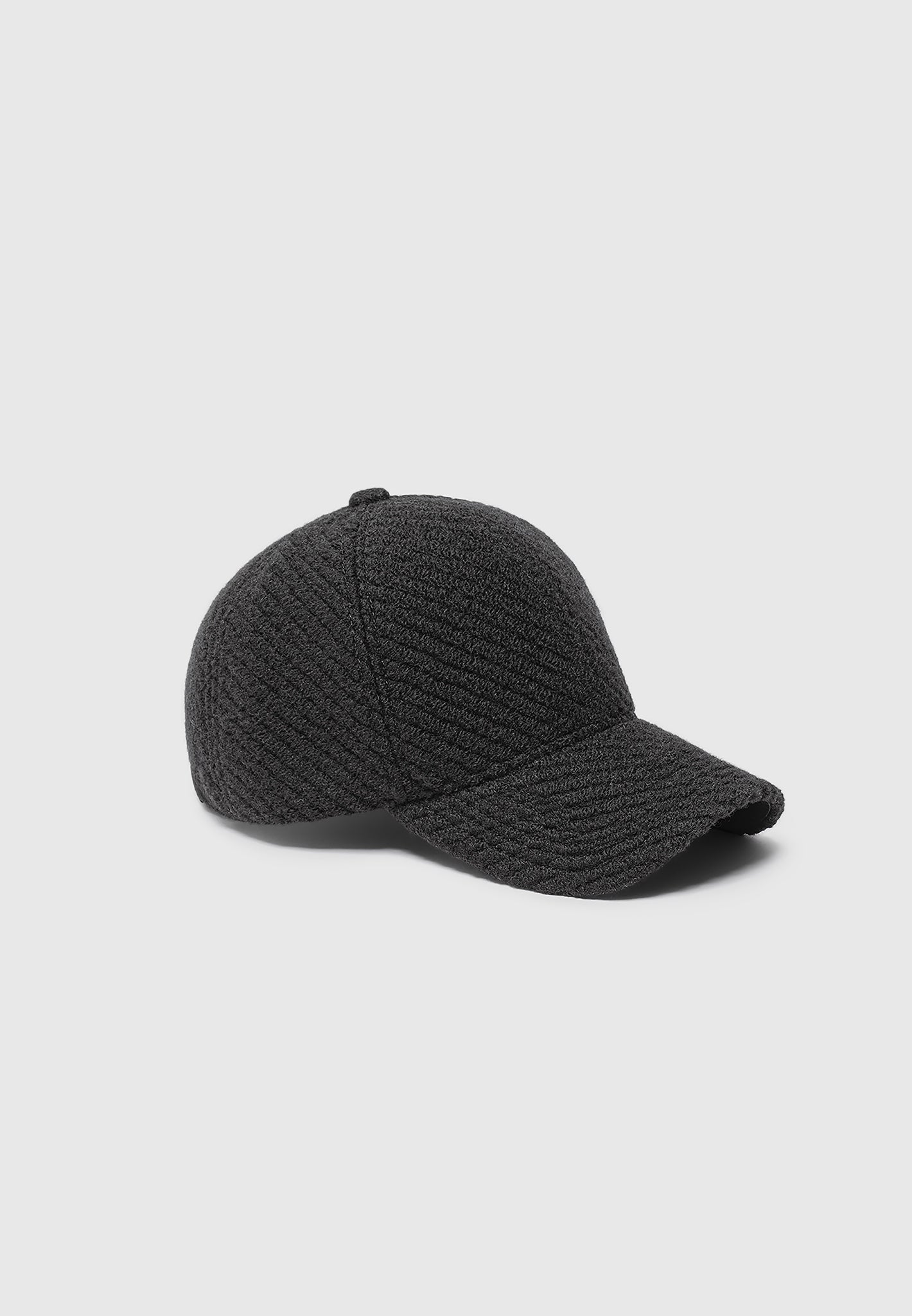 Textured Wool Twill Cap - Black