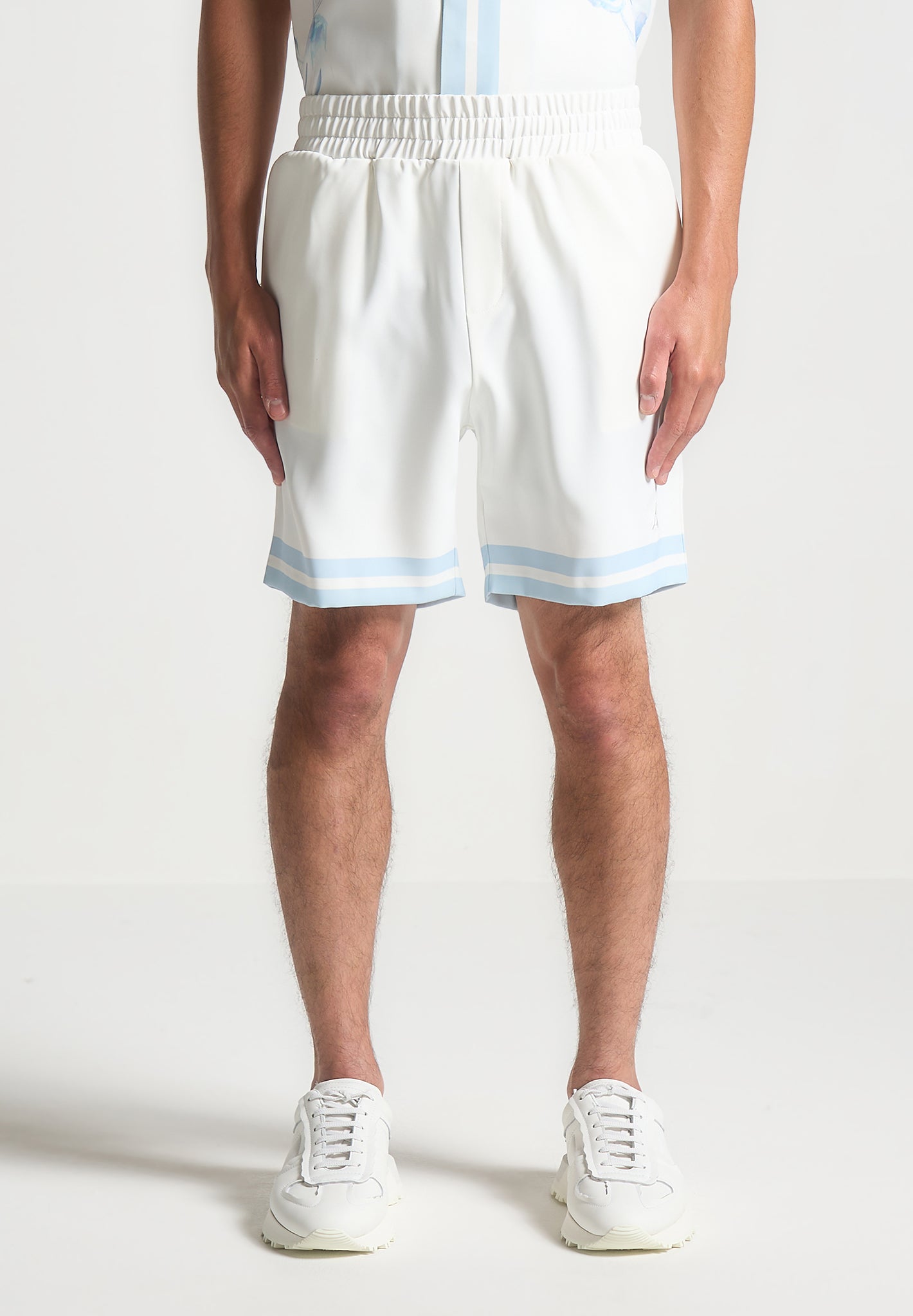 Floral Border Shorts - Blue