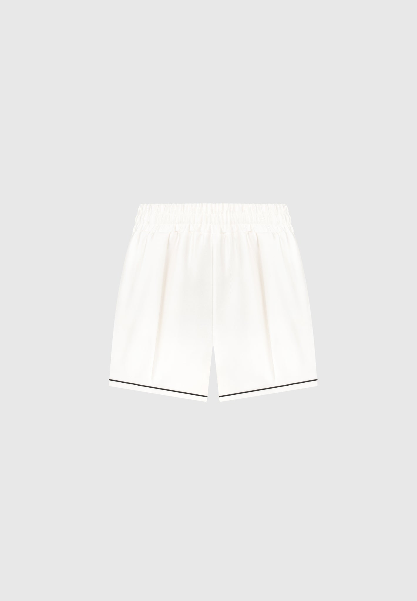 Satin Shorts with Piping - Cream