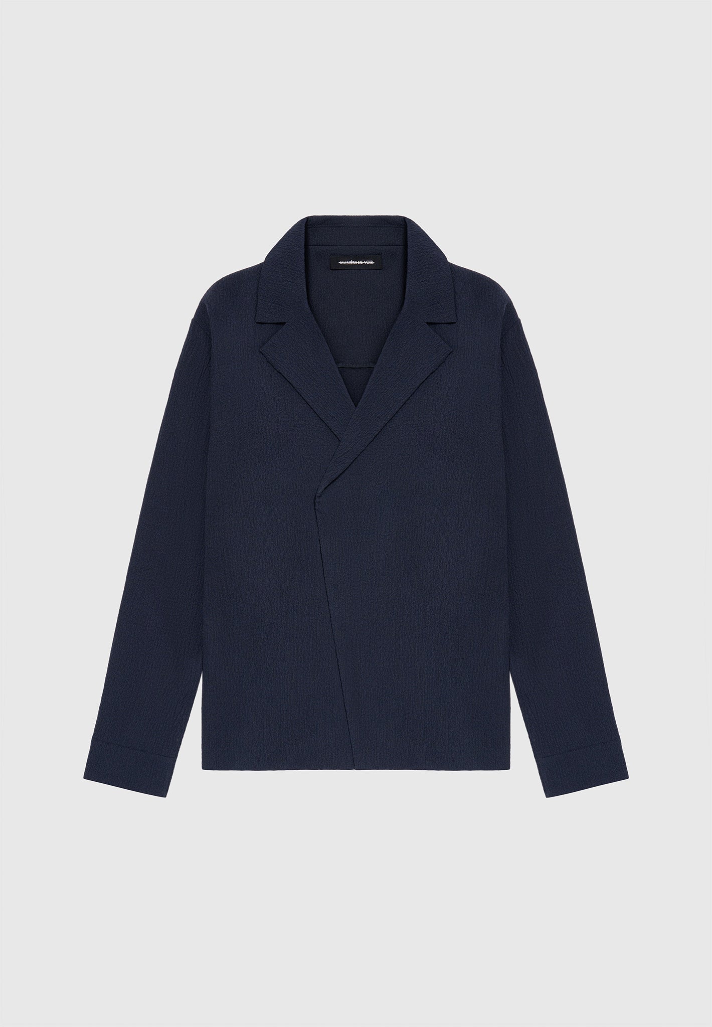 Seersucker Double Breasted Shirt - Navy