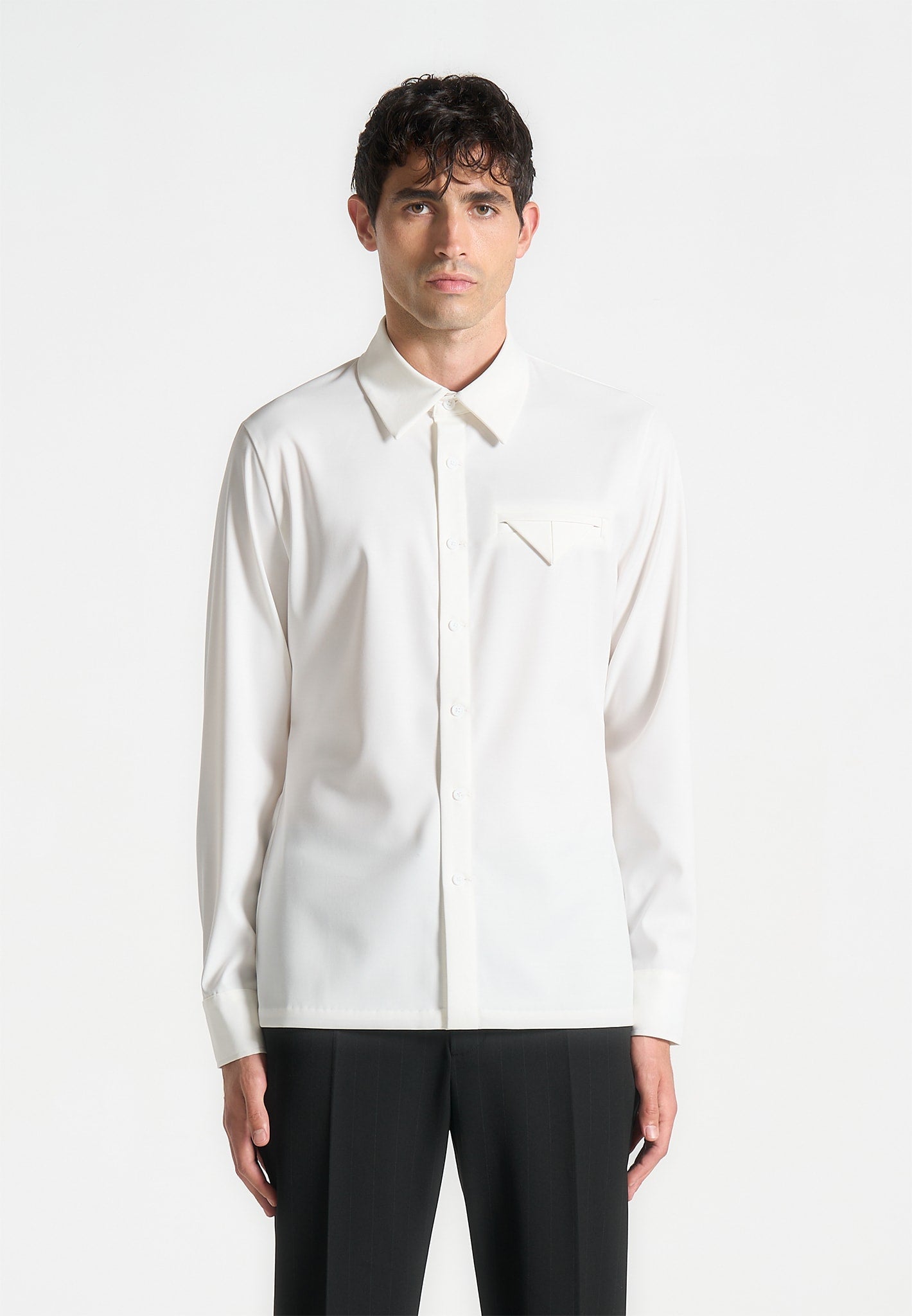 Slim Fit Tailored Stretch Shirt - White