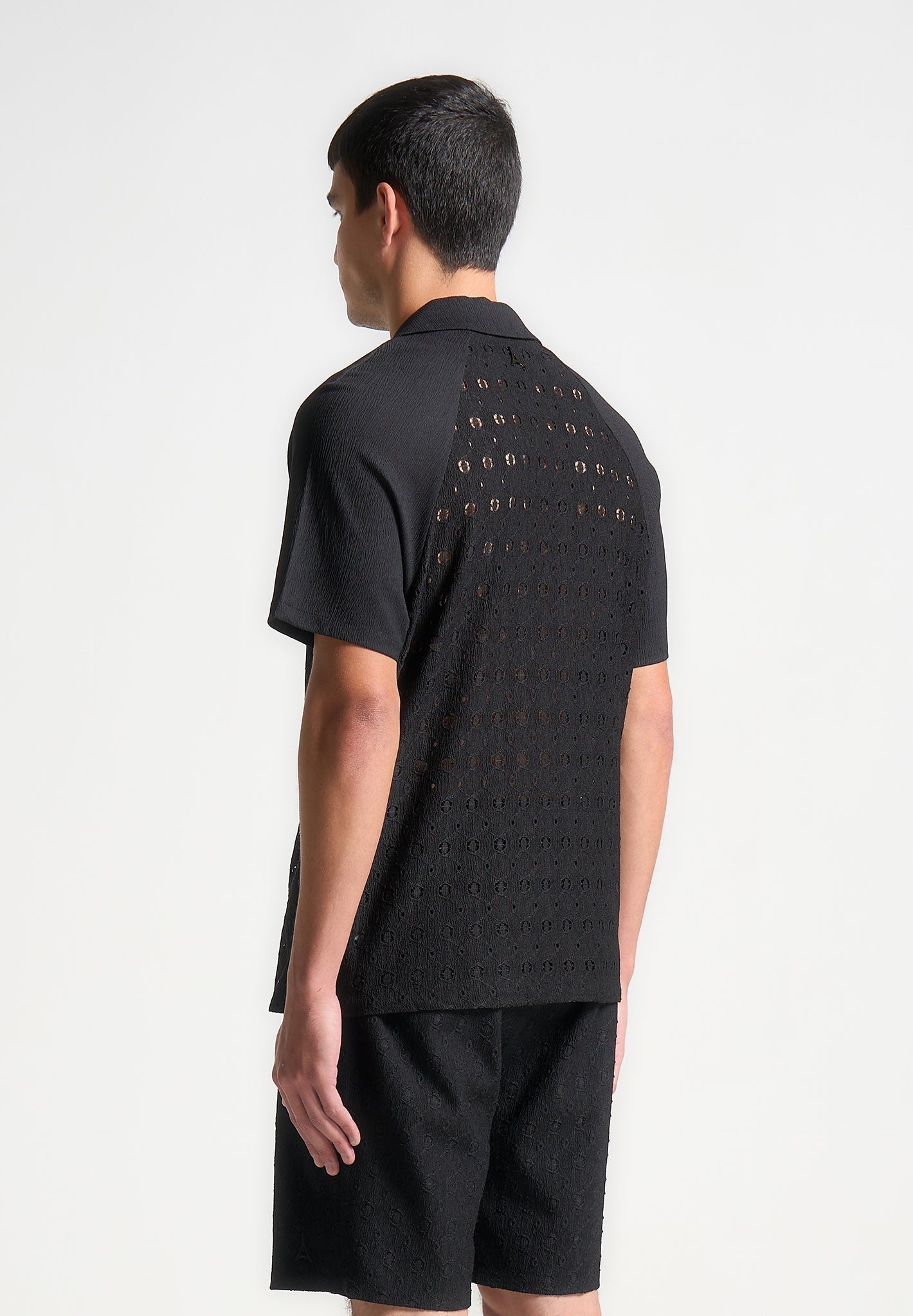 Textured Raglan Shirt - Black